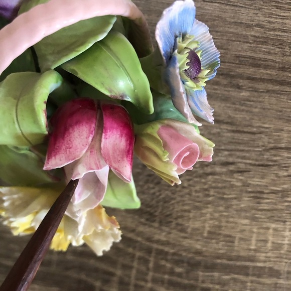 Vtg Staffordshire Basket with Multicoloured Flowers - Picture 7 of 13